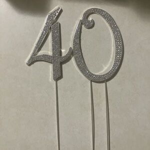Silver Glitter 40th Birthday Cake Topper